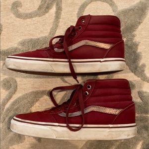 Vans size 6.5 women’s high top sneakers burgundy